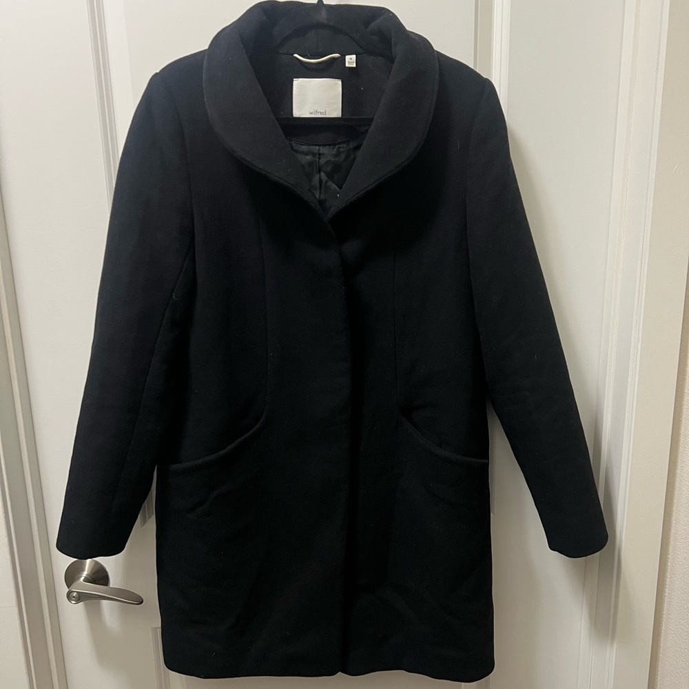 Wilfred Black Pea Coat aritzia